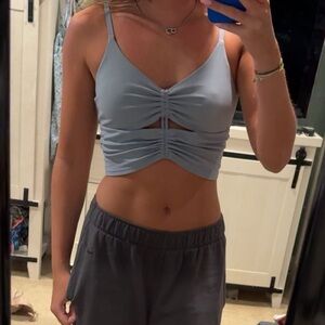 Women's Blue Ruched Crop Top